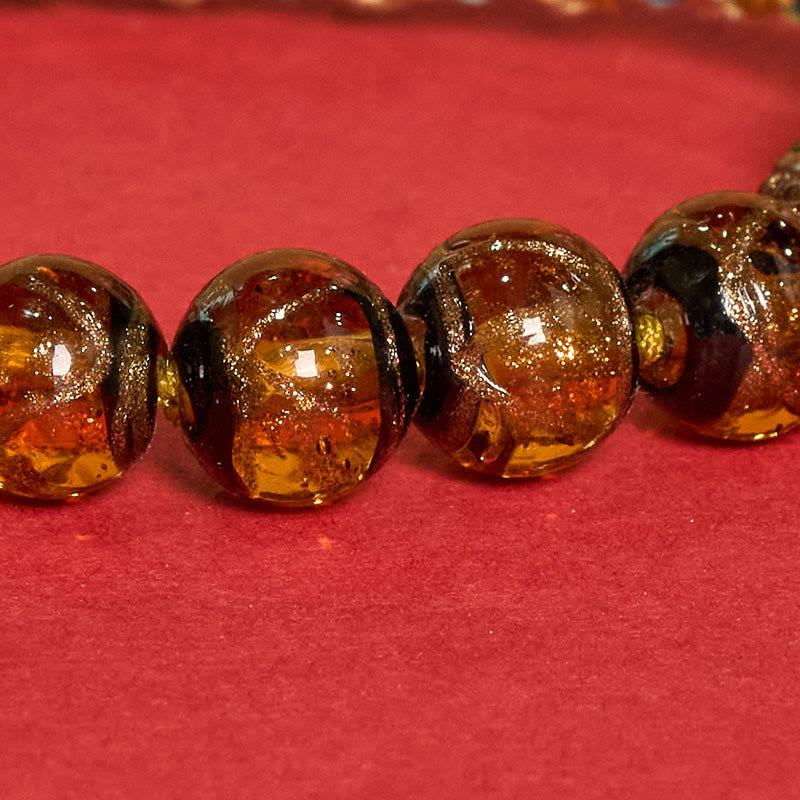 Buddha Stones チベットの琉璃ガラスビーズ五方位財神仏目良縁祈願ストリングブレスレット - image 18