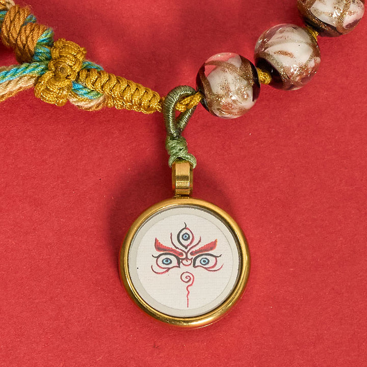 Buddha Stones チベットの琉璃ガラスビーズ五方位財神仏目良縁祈願ストリングブレスレット - image 23