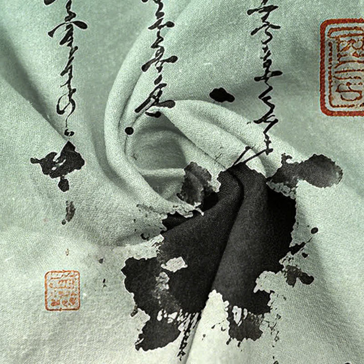 Buddha Stones コットンインク竹柄メンズテーパードパンツ（ポケット付き） - image 3