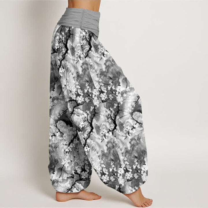 Buddha Stones ピュアコットン水彩花柄レディースゴムウエストハーレムパンツ - image 10