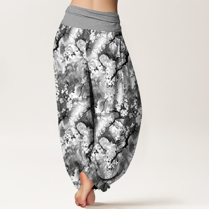 Buddha Stones ピュアコットン水彩花柄レディースゴムウエストハーレムパンツ - image 9