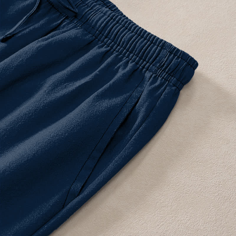 Buddha Stones 綿素材、さりげない龍柄、メンズテーパードパンツ（ポケット付き） - image 2
