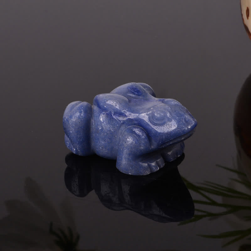 Buddha Stones 天然グリーンアベンチュリンクリアクォーツカエル型富のクリスタル＆ストーン装飾 - ブルーアベンチュリン（落ち着き♥集中力） - image 3