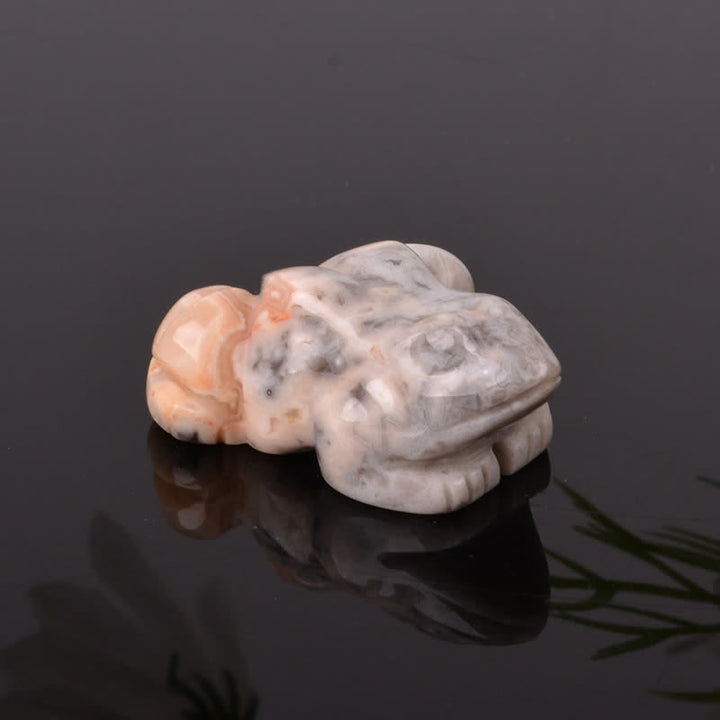 Buddha Stones 天然グリーンアベンチュリンクリアクォーツカエル型富のクリスタル＆ストーン装飾 - 茶色の縞模様の瑪瑙（グラウンディング♥保護） - image 28