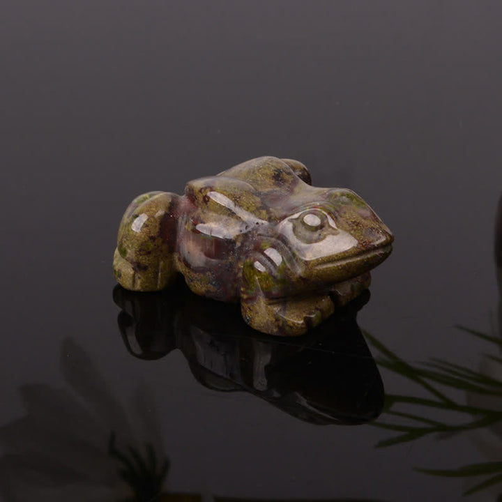 Buddha Stones 天然グリーンアベンチュリンクリアクォーツカエル型富のクリスタル＆ストーン装飾 - ブラッドストーン（強さ♥健康） - image 12