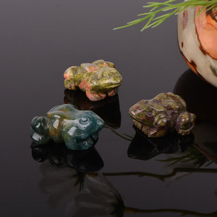Buddha Stones 天然グリーンアベンチュリンクリアクォーツカエル型富のクリスタル＆ストーン装飾 - image 32