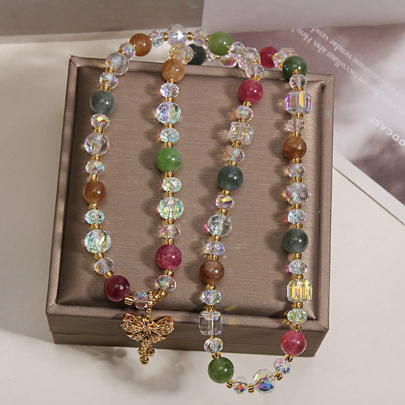 Buddha Stones トルマリンの蝶のペンダントが変形する3層ファセットブレスレット - image 7