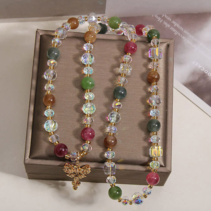 Buddha Stones トルマリンの蝶のペンダントが変形する3層ファセットブレスレット - image 7