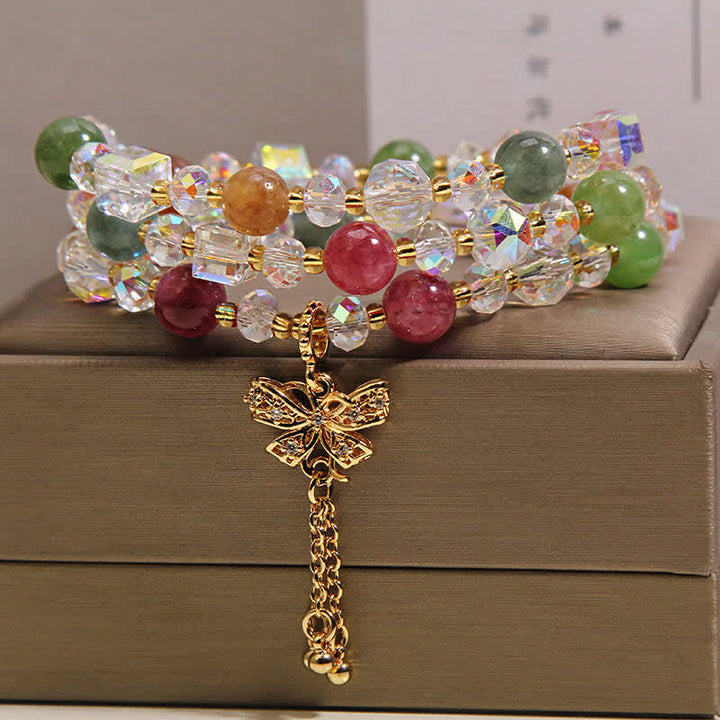 Buddha Stones トルマリンの蝶のペンダントが変形する3層ファセットブレスレット - image 2