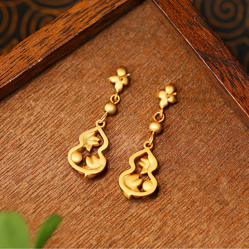 Buddha Stones ターコイズ七宝ロータスひょうたんアクセント啓発ドロップ イヤリング - image 2