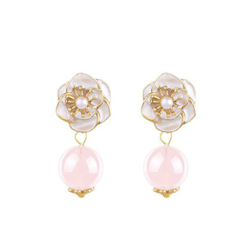 Buddha Stones ローズクォーツ カメリア ラブングエナジー ドロップピアス - image 3