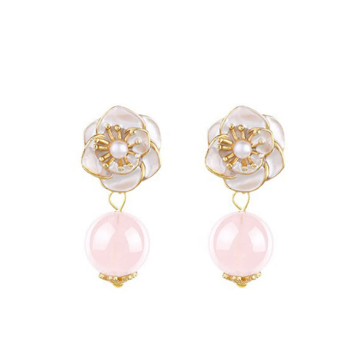 Buddha Stones ローズクォーツ カメリア ラブングエナジー ドロップピアス - image 3