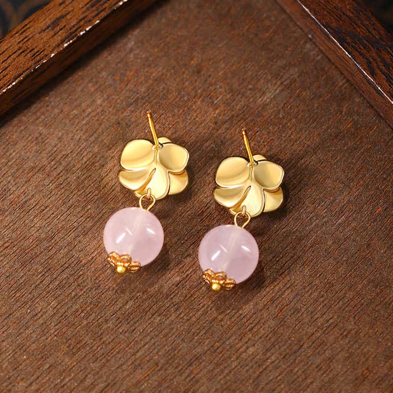 Buddha Stones ローズクォーツ カメリア ラブングエナジー ドロップピアス - image 2