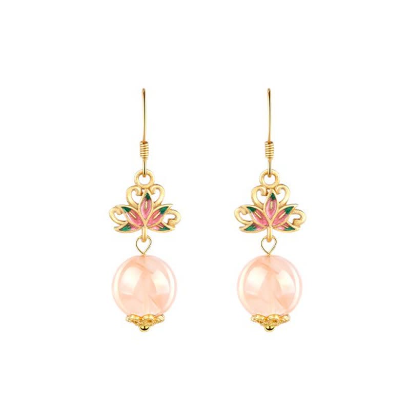 Buddha Stones シトリンロータスエンライトメントエナメルドロップイヤリング - image 3