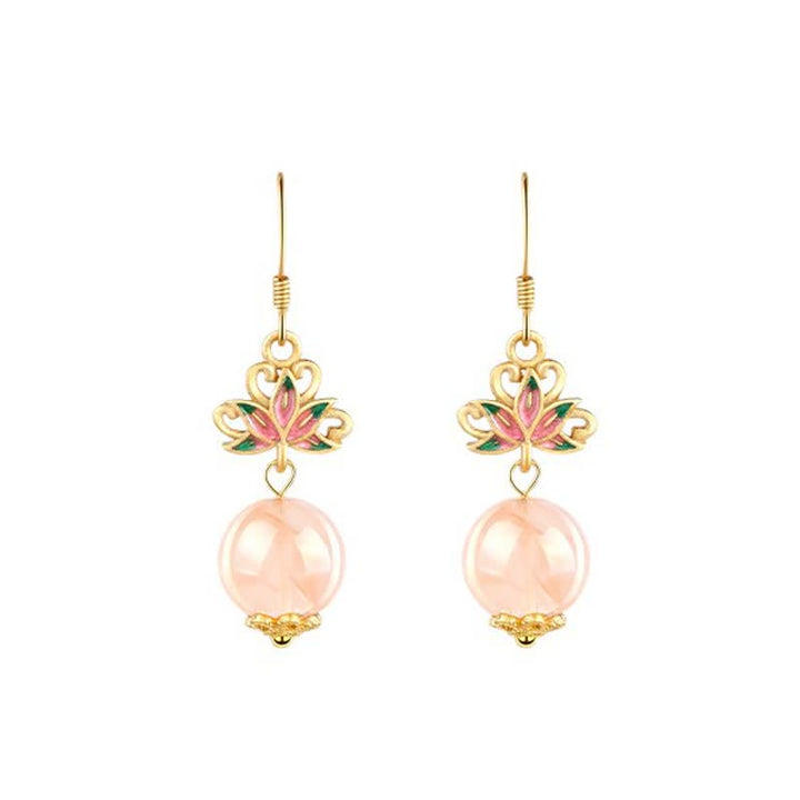 Buddha Stones シトリンロータスエンライトメントエナメルドロップイヤリング - image 3