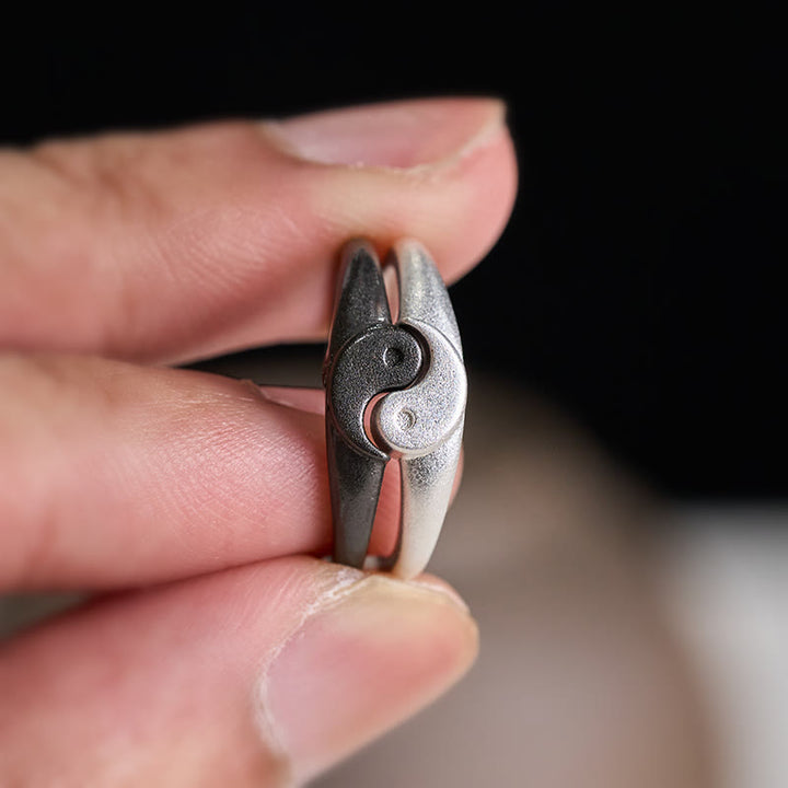 Buddha Stones レトロ陰陽模様の銅製ハーモニーリング（調節可能） - image 9