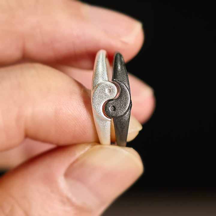 Buddha Stones レトロ陰陽模様の銅製ハーモニーリング（調節可能） - image 8