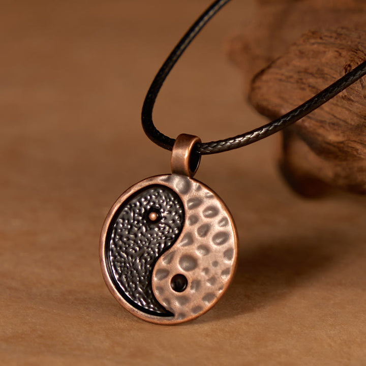 Buddha Stones ヴィンテージ陰陽合金レザーハーモニーネックレスペンダント - image 3