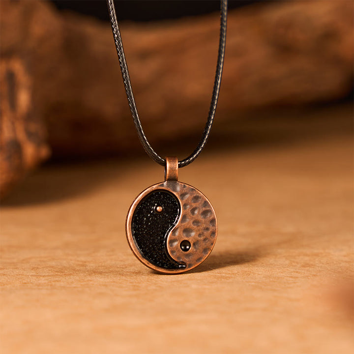 Buddha Stones ヴィンテージ陰陽合金レザーハーモニーネックレスペンダント - image 1