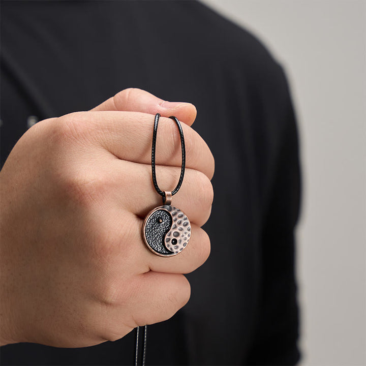 Buddha Stones ヴィンテージ陰陽合金レザーハーモニーネックレスペンダント - image 5