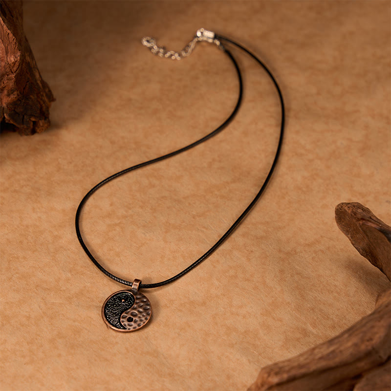 Buddha Stones ヴィンテージ陰陽合金レザーハーモニーネックレスペンダント - image 4