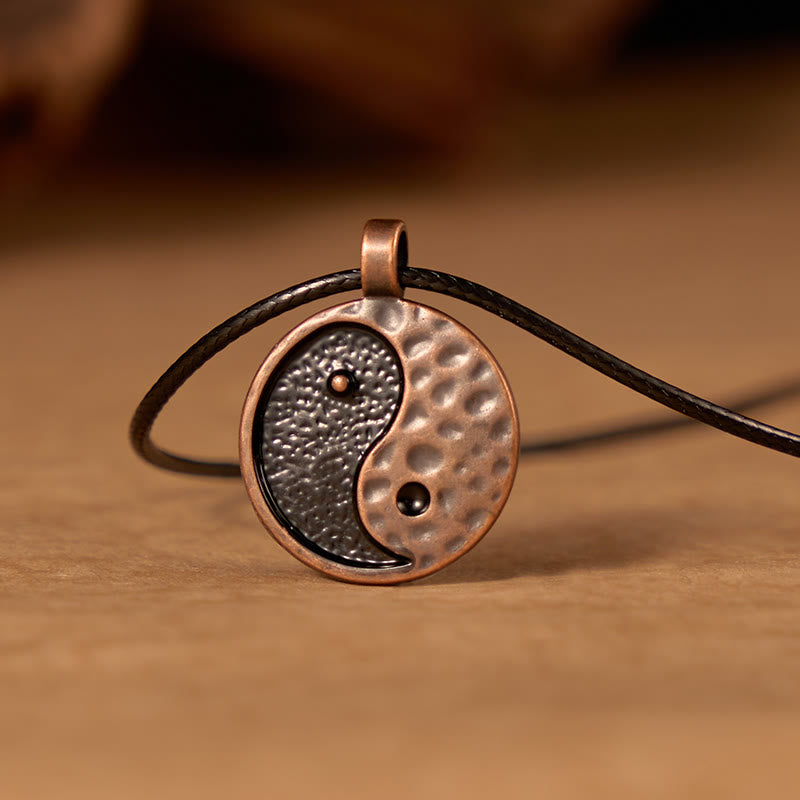 Buddha Stones ヴィンテージ陰陽合金レザーハーモニーネックレスペンダント - image 2