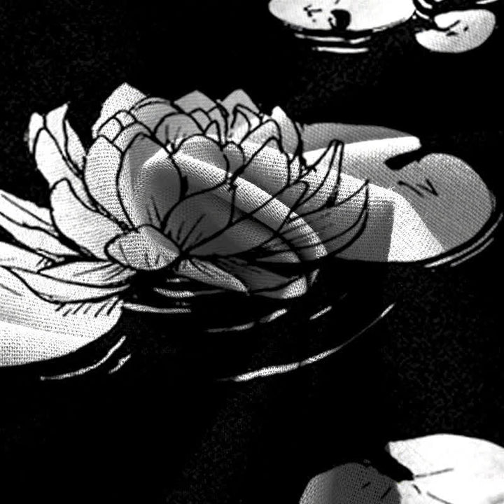 Buddha Stones コットンリネン素材、蓮の葉柄、レディース用ゴムウエストワイドレッグパンツ（ポケット付き） - image 7