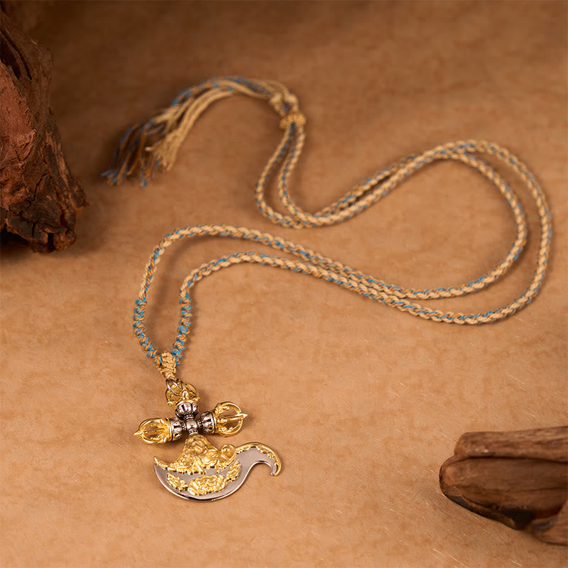 Buddha Stones 銅製ヴァジュラ（金剛杵）チベット風レリーフ彫刻トーテムチャームネックレスペンダント - image 3