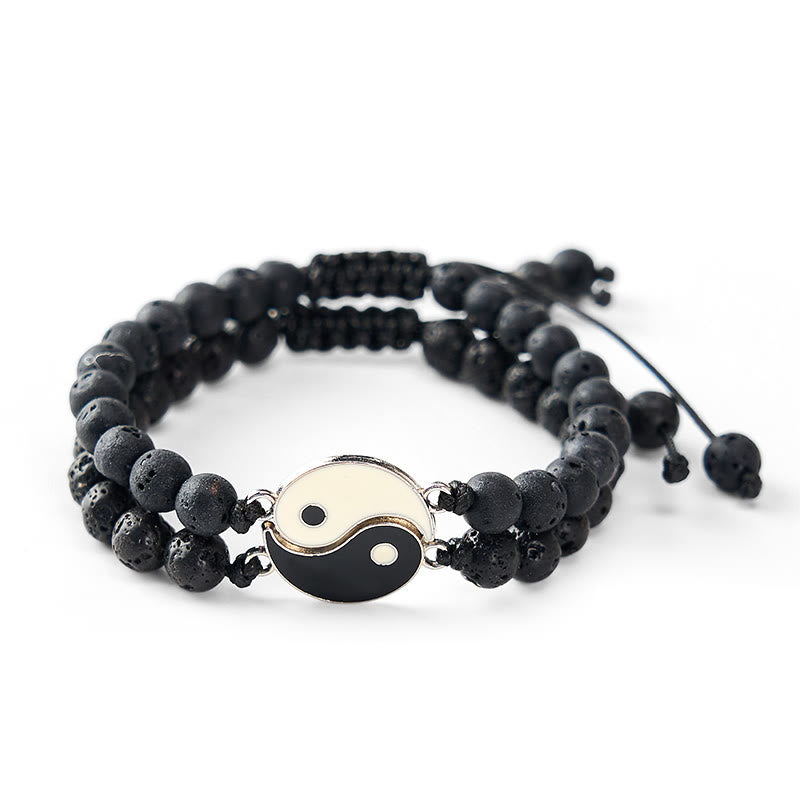 Buddha Stones 陰陽ヘマタイトフロストストーン溶岩石サポートブレスレット - image 15