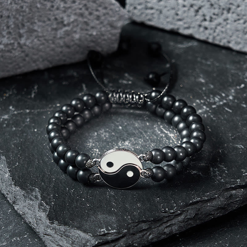 Buddha Stones 陰陽ヘマタイトフロストストーン溶岩石サポートブレスレット - image 8