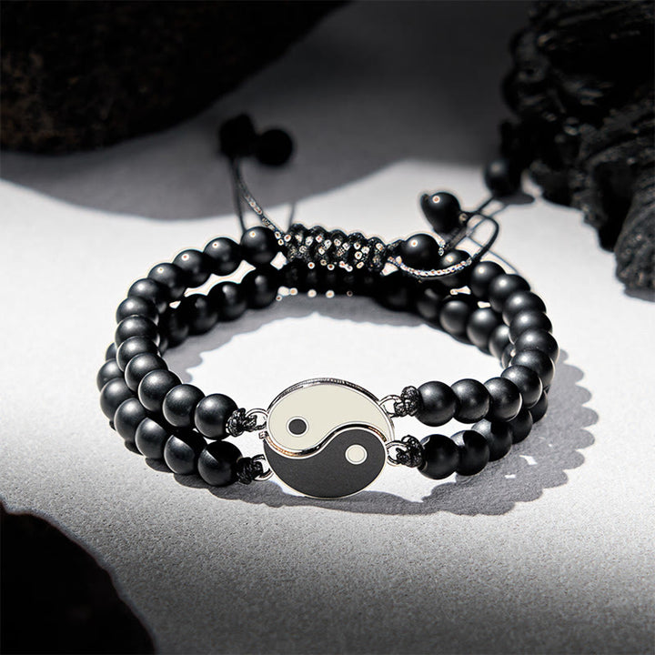 Buddha Stones 陰陽ヘマタイトフロストストーン溶岩石サポートブレスレット - フロストストーン（手首周り：17～27cm） - image 7