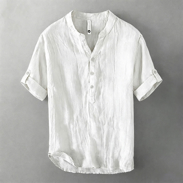 Buddha Stones 無地 半袖 綿麻シャツ メンズ プルオーバー カジュアル 夏用 - ロールアップ式3/4スリーブデザイン - 白 - US/UK/AU50、EU60（5XL） - image 38