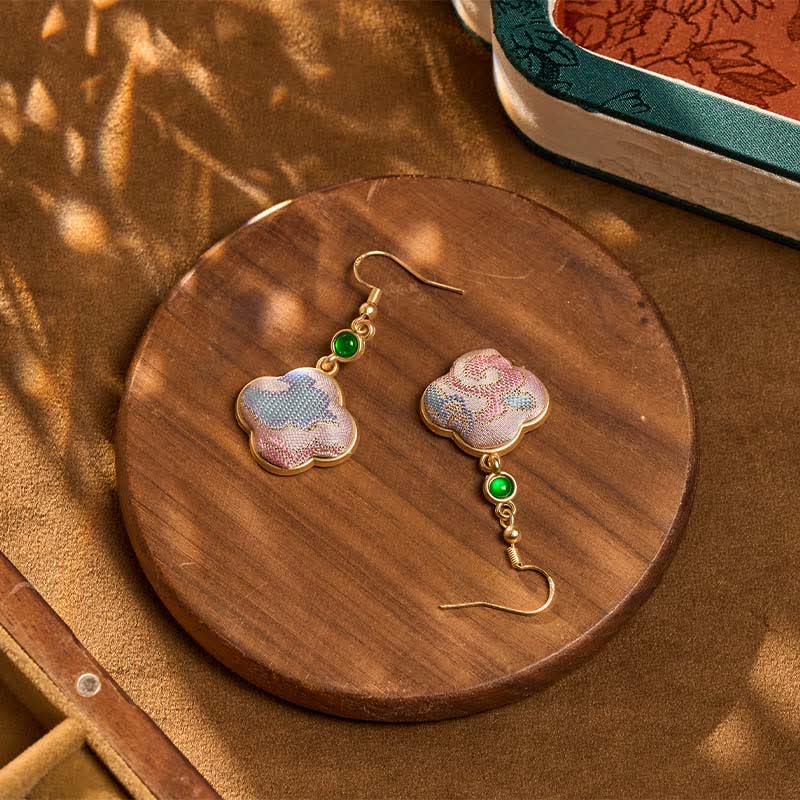 Buddha Stones 手作りのシルクアート、花柄、カラフルな模様のティアドロップイヤリング - image 3