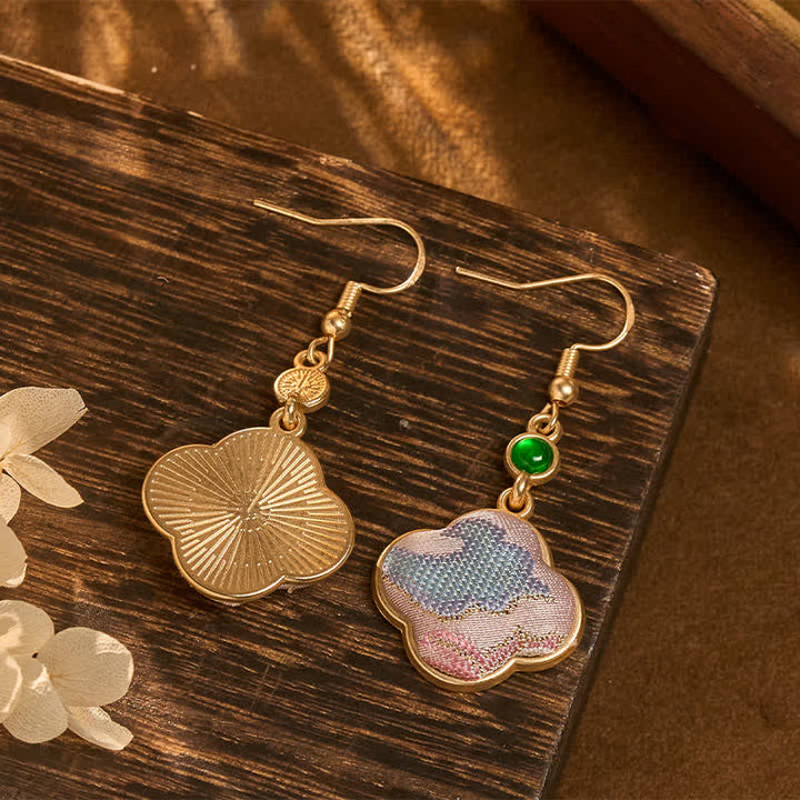 Buddha Stones 手作りのシルクアート、花柄、カラフルな模様のティアドロップイヤリング - image 4
