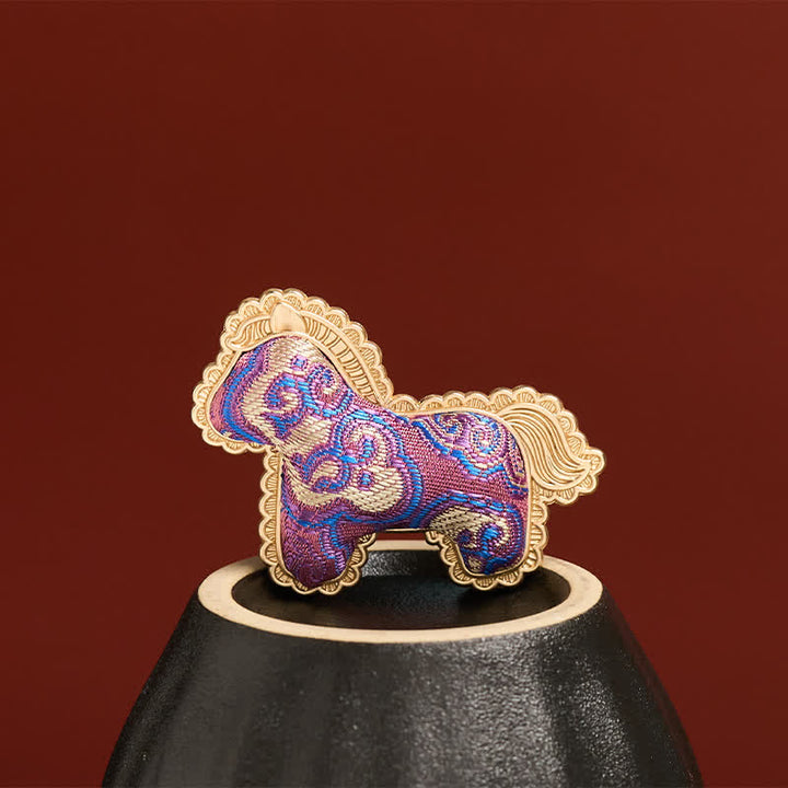 Buddha Stones 宋錦織の手織り紫馬豊かさブローチ - image 3