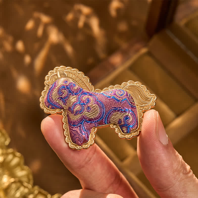 Buddha Stones 宋錦織の手織り紫馬豊かさブローチ - image 4