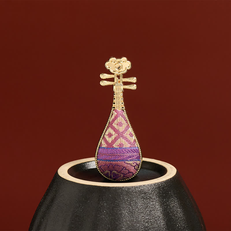 Buddha Stones 宋錦織の手工芸古琴型花模様の調和をモチーフにした新しい中国風ブローチ - image 4