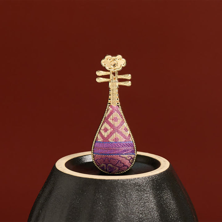 Buddha Stones 宋錦織の手工芸古琴型花模様の調和をモチーフにした新しい中国風ブローチ - image 4