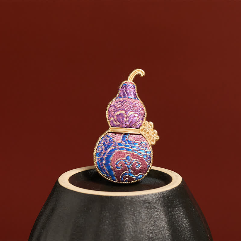 Buddha Stones 宋錦織の手作りひょうたん型花模様の調和をあしらった新しい中国風ブローチ - image 4