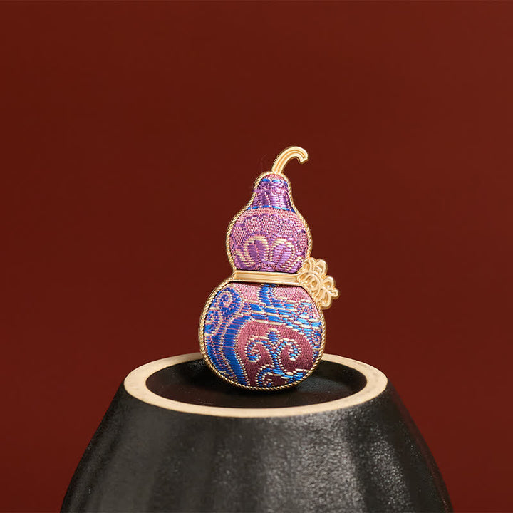 Buddha Stones 宋錦織の手作りひょうたん型花模様の調和をあしらった新しい中国風ブローチ - image 4