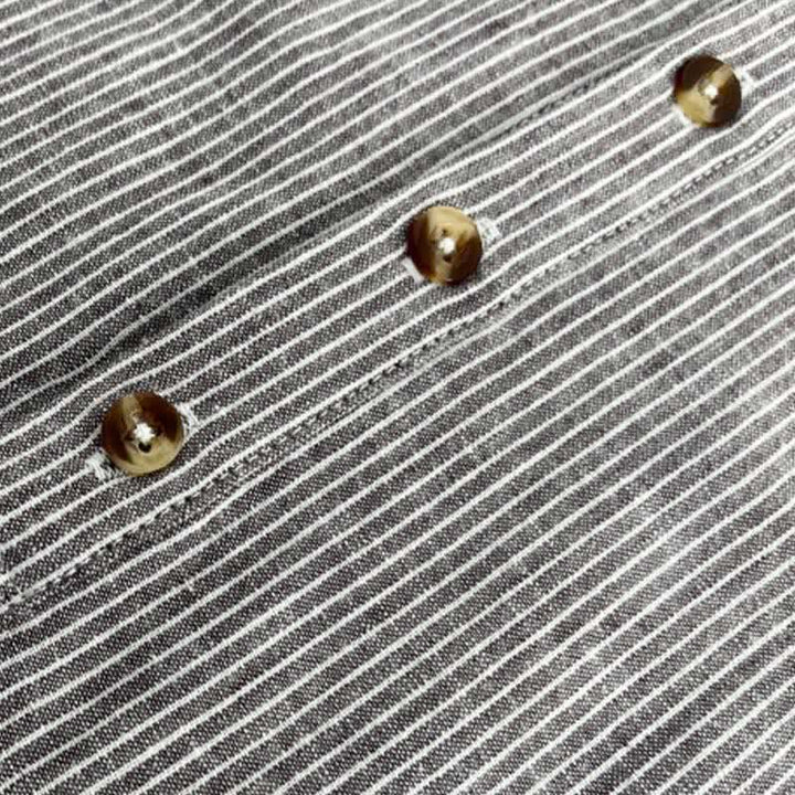 Buddha Stones 夏用ハーフボタン細ストライプメンズ半袖シャツ - image 6