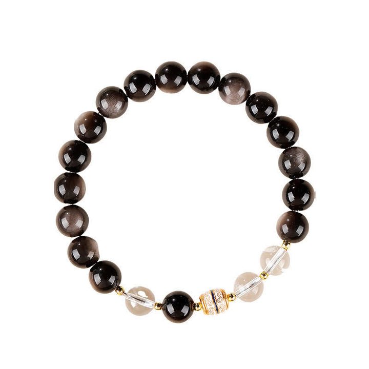 Buddha Stones シルバーシーンオブシディアンジービーズプロテクションラウンドブレスレット - image 11