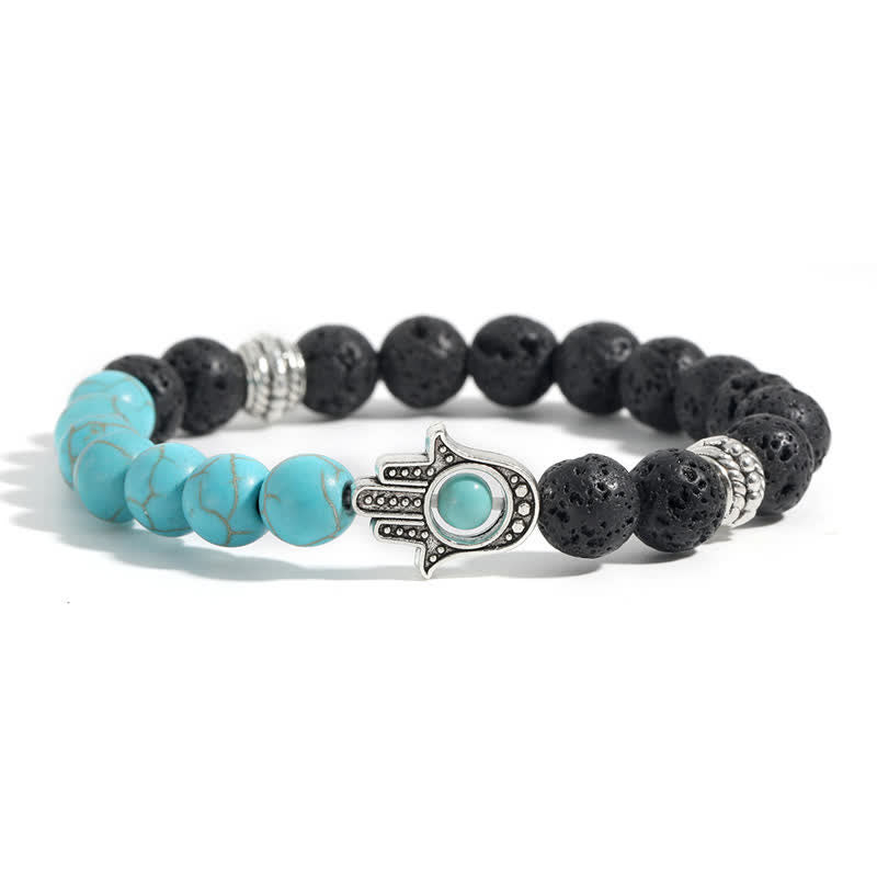 Buddha Stones 溶岩石ハムサパーム保護ハンドメイドラウンドブレスレット - image 10