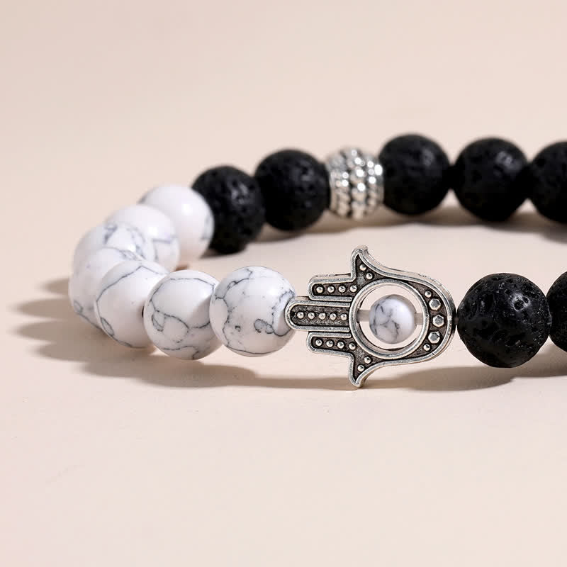 Buddha Stones 溶岩石ハムサパーム保護ハンドメイドラウンドブレスレット - image 16