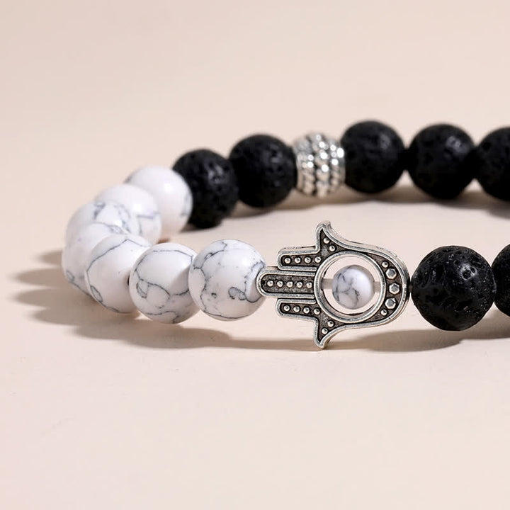 Buddha Stones 溶岩石ハムサパーム保護ハンドメイドラウンドブレスレット - image 16