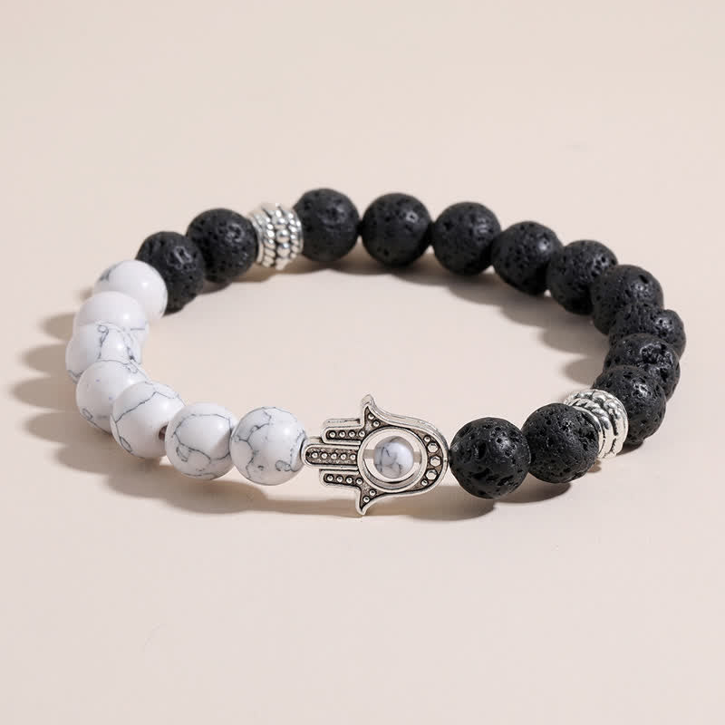 Buddha Stones 溶岩石ハムサパーム保護ハンドメイドラウンドブレスレット - image 0
