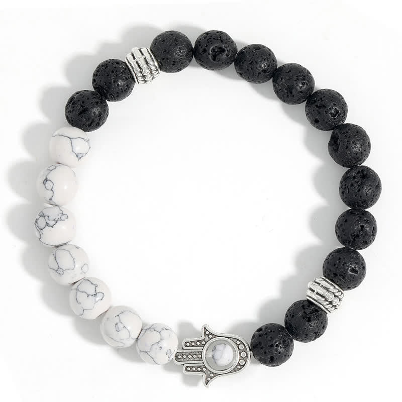 Buddha Stones 溶岩石ハムサパーム保護ハンドメイドラウンドブレスレット - image 14