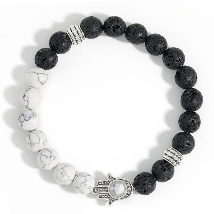 Buddha Stones 溶岩石ハムサパーム保護ハンドメイドラウンドブレスレット - image 14