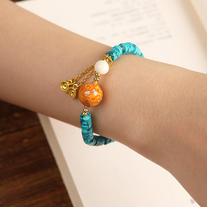Buddha Stones ターコイズコミュニケーション ハンドメイド 新作 中国製ディスクビーズブレスレット - image 7