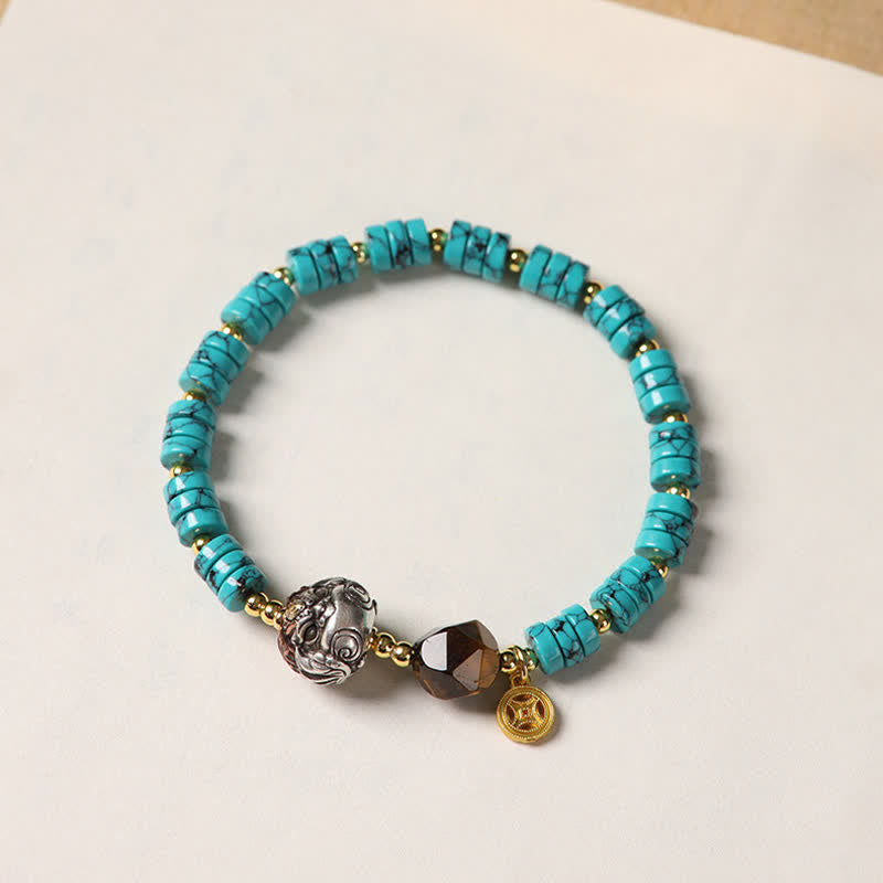 Buddha Stones ターコイズコミュニケーション ハンドメイド 新作 中国製ディスクビーズブレスレット - image 3